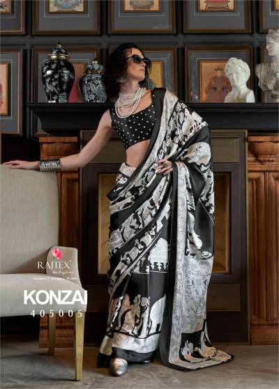 KONZAI SILK BY RAJTEX DESIGNER SATIN CRAPE SAREE WHOLESALER IN INDIA